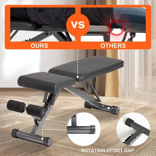 Vista 8 de BARWING Adjustable Foldable Portable Weight Bench for Home Gym,700-800LBS Flat Incline Decline Workout Bench for Full Body Workout Easy Assembly for