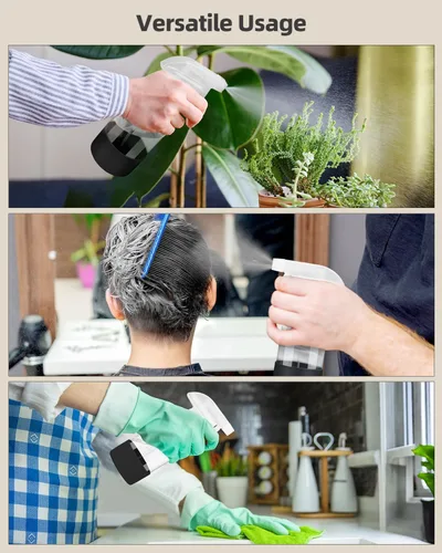 Vista 5 de Worldgsb 2 unidades de botellas de spray de vidrio de 8 oz, contenedores vacíos rellenables con protección de funda de silicona, botellas de spray