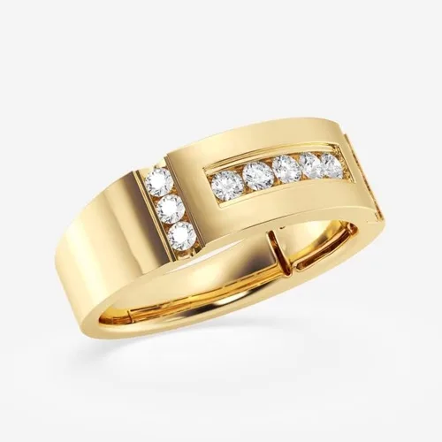 Vista 4 de CUSTOMIZE JEWELS 12 ctw Round Lab Grown Diamond Men's Framed Channel Set Wedding Band In 14k Gold