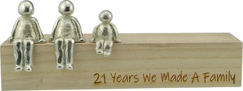 Vista 2 de Idea del 21 aniversario – 21 años que hicimos un adorno de metal familiar – Elige tu combinación familiar (1 niño)