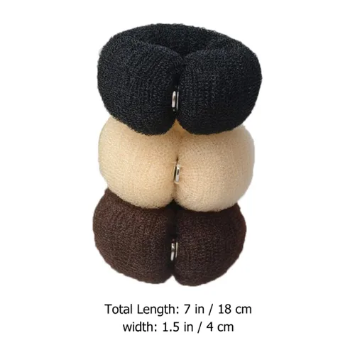Vista 5 de Moldeador de donas grande, 6 piezas para hacer moños de cola de caballo, moño, moño de dona, bandas elásticas para el cabello, moldeador de donas