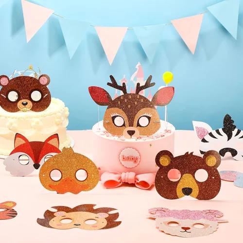 Vista 7 de 48 máscaras de animales salvajes de la selva para niños, temática de animales, recuerdos de fiesta de cumpleaños, disfraces, suministros de fiesta
