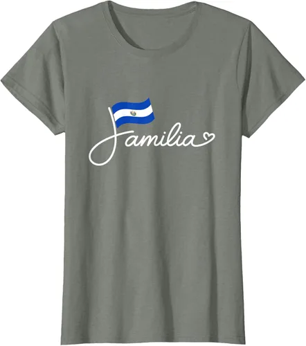 Vista 17 de El Salvador Familia - Camiseta con texto en inglés "La Familia de la Bandera Salvadoreña
