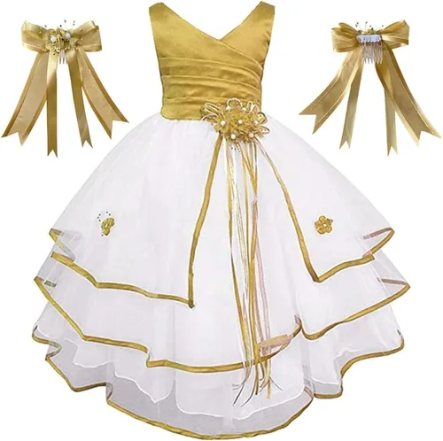 Vista 12 de Hecho en Estados Unidos/lazo para el pelo a juego gratis/niñas grandes y pequeñas niña flor niña comunión boda vacaciones vestido Coral