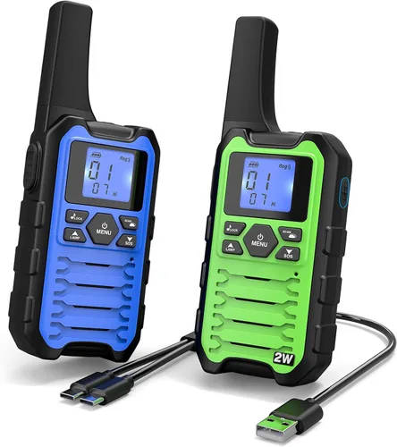 Vista 10 de Wishouse Walkie Talkies K15 de largo alcance para adultos, radios recargables bidireccionales, paquete de 2 unidades, 2 W FRS, 22 canales, USB-C