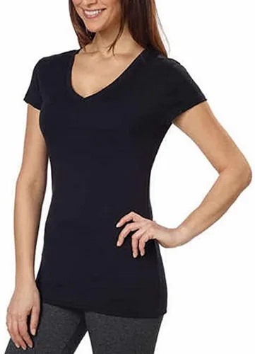 Vista 3 de Kirkland Signature Camiseta con cuello en V para mujer (negro, X-Laege), Negro