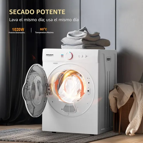 Vista 3 de Bonnlo Secadora de ropa compacta, secadora de ropa portátil de 1.8 pies cúbicos con bañera de acero inoxidable, secadora de ropa de carga frontal