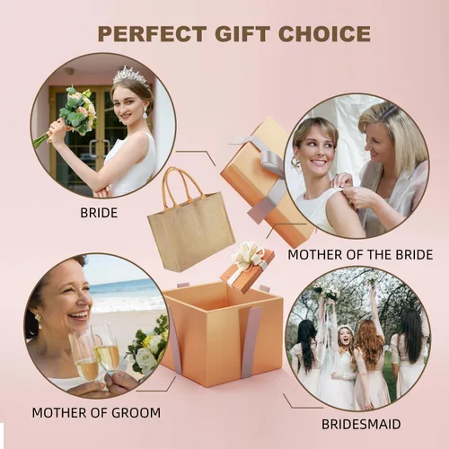 Vista 6 de 12 bolsas de mano con asa para dama de honor, regalos de boda, bolsa de regalo para mujer, bolsa de bienvenida reutilizable a granel para compras