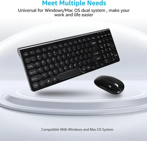 Vista 7 de LeadsaiL Combo de teclado y mouse inalámbricos, mouse USB inalámbrico y teclado de computadora, compacto y silencioso para computadora portátil