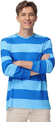Vista 3 de Arvilhill Disfraz de Halloween para adultos, camisa polo clásica a rayas