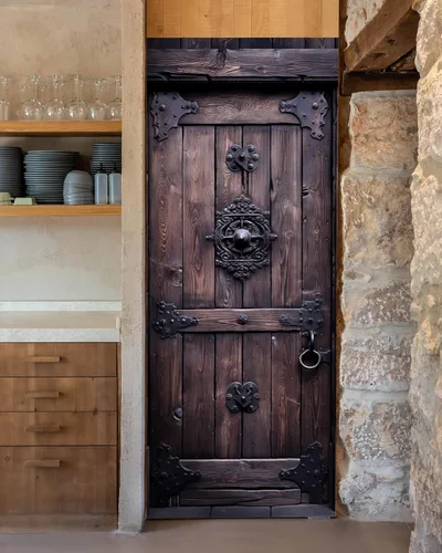 Vista 10 de FLFK Adhesivo para puerta – Puerta vintage beige, mural para despegar y pegar, tamaño combinado 30 x 80 pulgadas, dividido en 2 piezas Mt5423