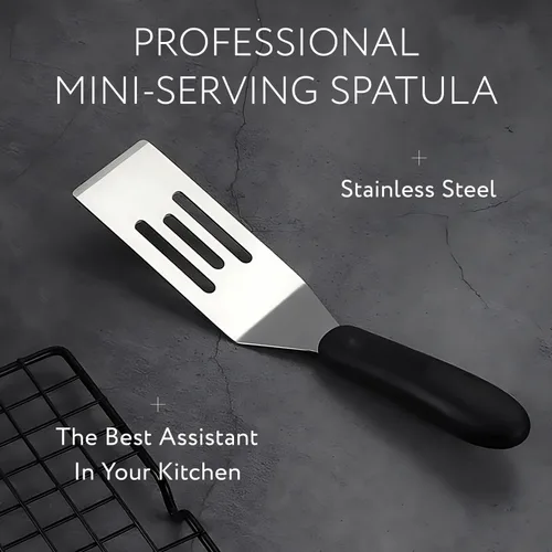 Vista 6 de Espátula pequeña Mini volteador de acero inoxidable para uso en cocina Mini utensilio de metal para cocinar brownies, galletas, lasaña y más