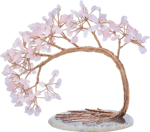 Vista 11 de SUNYIK Árbol de dinero de aguamarina curativa, árbol bonsái de cristal Fengnshui hecho a mano con base de ágata para suerte de riqueza, decoración