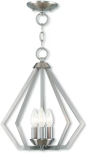 Vista 10 de Livex Lighting 40923-01 Lámpara de araña de tres luces de transición/montaje de techo de Prism Collection Acabado, latón antiguo