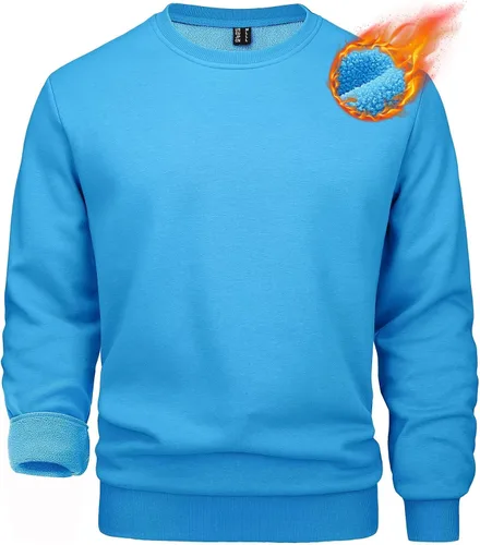 Vista 49 de MAGCOMSEN Sudadera de cuello redondo para hombre de manga larga casual cálida de forro polar