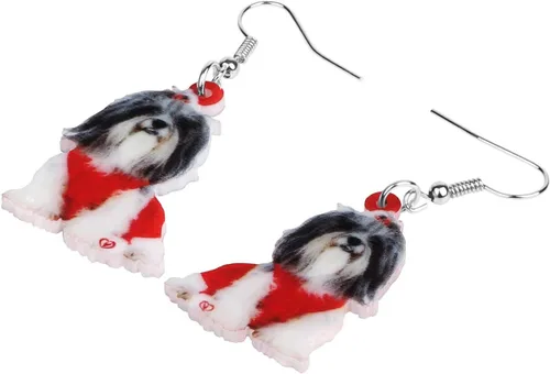 Vista 3 de NEWEI Lindos aretes de Navidad para perros, joyas colgantes para niñas y mujeres