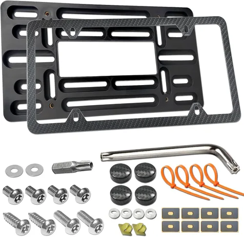 Vista 12 de Marco de soporte para matrícula trasera Aootf - Compatible con BMW Serie 1 a 6, soporte para etiqueta con tuercas de expansión enchufables y marco