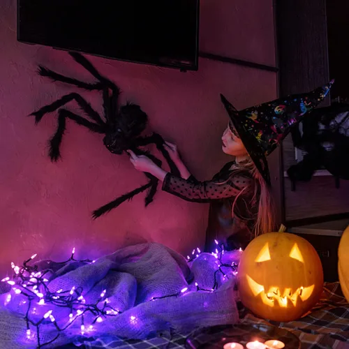 Vista 5 de JMEXSUSS Guirnalda de 250 luces LED de Halloween/250 luces LED moradas de Halloween