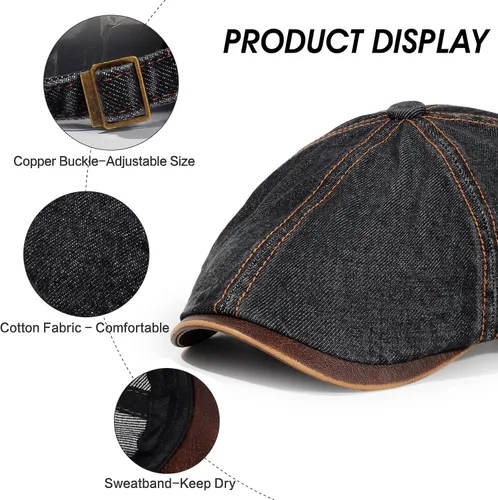 Vista 4 de Sombrero Newsboy de Qlauca para Hombre de Algodón 6 Paneles