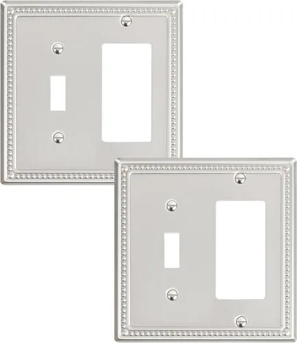 Vista 12 de Paquete de 2 cubiertas de placa de interruptor de luz de doble palanca, cubiertas decorativas de placa de doble interruptor Pearls, placa de pared