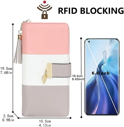 Vista 4 de Carteras RFID para mujer con múltiples ranuras para tarjetas y compartimento para teléfono celular
