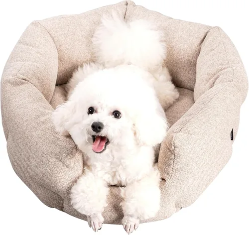 Vista 2 de Camas redondas lavables para gatos de interior, cama para perros extra pequeños, sofá para mascotas para cachorros, perros y gatitos, suave pero