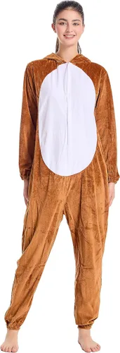Vista 4 de Funivals Unisex Animals Costume AdultPlush Hooded Animals Onesie Homewear AdultsHalloween Christmas Jumpsuit Women & Men