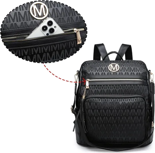 Vista 51 de MKP COLLECTION Mochila de moda para mujer, bolsa convertible grande para mujer, mochila de viaje, bolsa de hombro, juego de 2 piezas con borla, Beige
