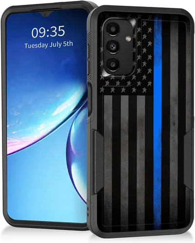 Vista 65 de Funda para Galaxy A14 5G, resistente de doble capa híbrida de policarbonato duro, goma suave, a prueba de golpes, funda protectora resistente