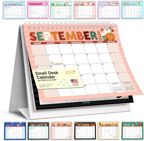 Vista 17 de Small Desk Calendar 2027 Standing Flip - 2027 Desk Calendar Small 2027-2028 Colorful Pastel