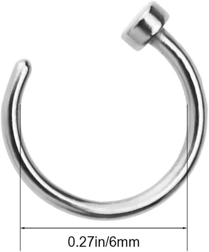 Vista 5 de Generic 2 piezas unisex de acero quirúrgico con bisagras, segmento de clicker para la nariz, aros de cartílago de hélice, aretes de piercing