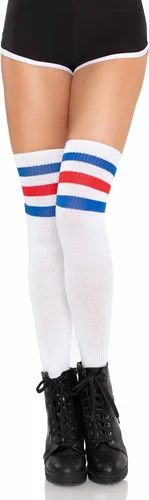 Vista 10 de Leg Avenue Calcetines altos atléticos de tres rayas para mujer Negro