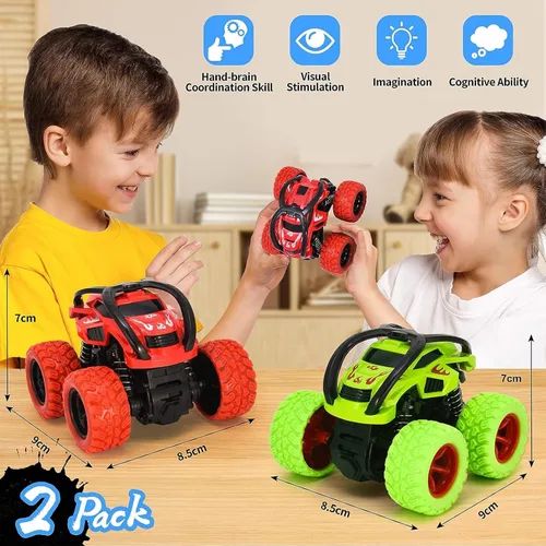 Vista 3 de YINSHENG Juguetes de auto para niños de 2, 3, 4, 5 años, juguetes de autos de tracción hacia atrás, camiones monstruos para niños de 2 a 6 años