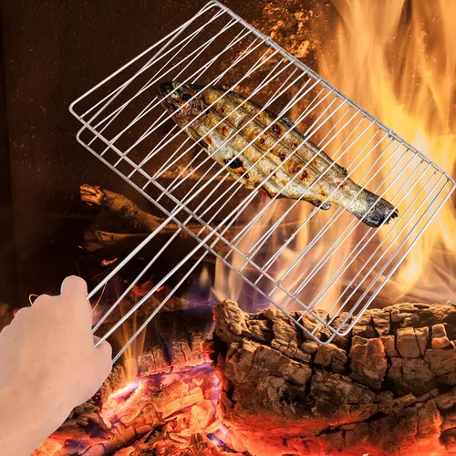 Vista 3 de GANAZONO Utensilios de parrilla Herramienta de barbacoa Clip de soporte de pescado Abrazadera de malla de acero inoxidable