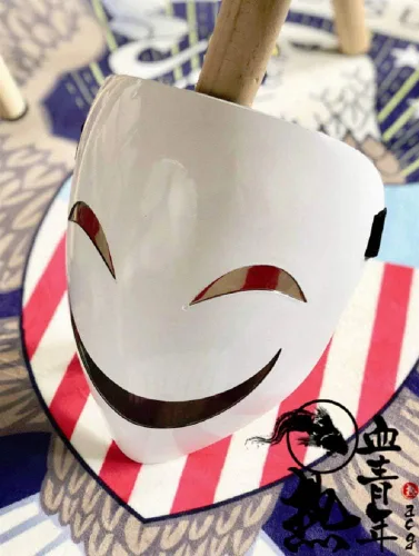 Vista 3 de GK-O Máscara de anime Bullet Kagetane Hiruko para disfraz de cosplay, máscara de Halloween, Blanco