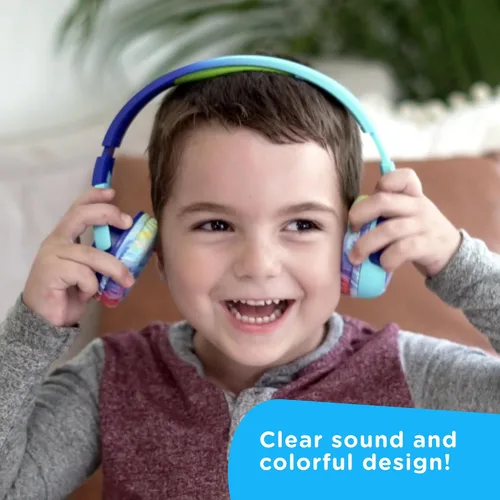 Vista 7 de Move2Play, Kidz Bop, auriculares Bluetooth para niños Micrófono y altavoces de alta definición Limitación de volumen de 94dB Inalámbricos Azul