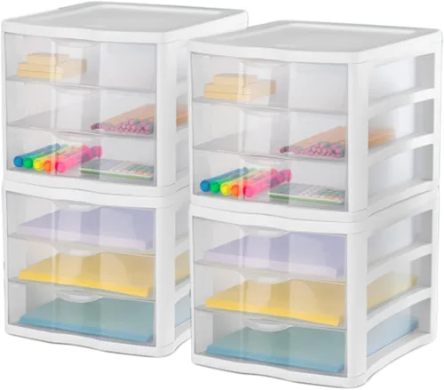 Vista 8 de Sterilite Organizador de 3 cajones, almacenamiento transparente