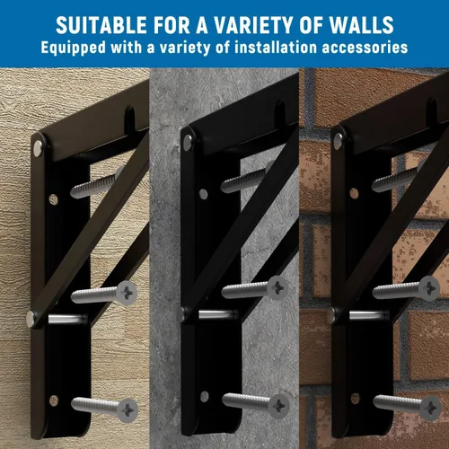 Vista 5 de LEOPO Soportes de estante plegables de 8 pulgadas - 2 paquetes Soportes plegables resistentes triangulares montados en la pared para mesa plegable