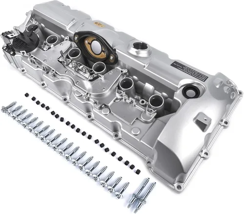 Vista 3 de Kit de cubierta de válvula de motor de aluminio, juntas y tapa de filtro de aceite ya instalados, repuesto para BMW E60 E70 E82 E83 E85 E89 F10 N52