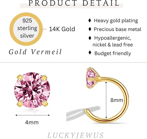 Vista 36 de Aretes pequeños de plata de ley 925 para mujer