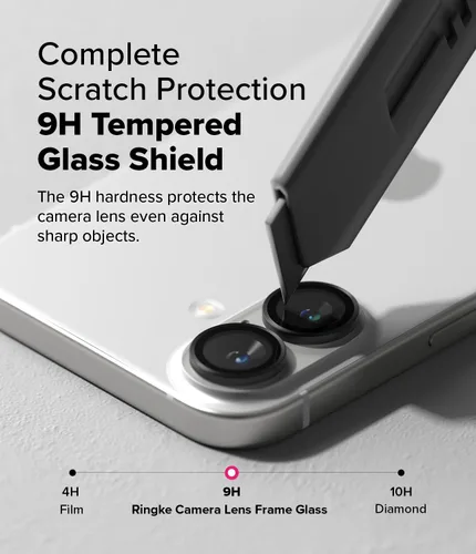 Vista 4 de Ringke Marco de cristal para lente de cámara [cubiertas individuales para lentes] compatible con iPhone 16 Plus y iPhone 16, protector de lente