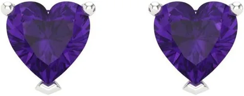 Vista 3 de Aretes de tuerca de diseño de amatista púrpura natural de 1.0 ct ideales VVS1 sin conflictos, diseño de amatista púrpura natural, oro blanco de 14