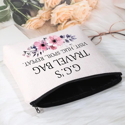 Vista 3 de POFULL Regalo GG para abuela, bolsa de viaje de G.G.'S, bolsa de viaje para visitar, abrazo, repetición, bolsa de cosméticos de viaje, regalo