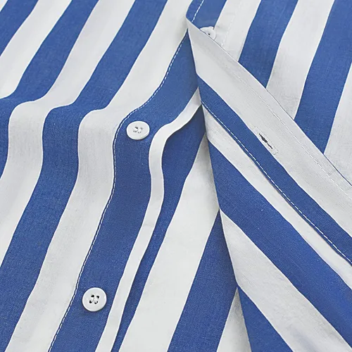 Vista 6 de Gnvviwl Camisas casuales de manga larga con botones para hombre, camisa de vestir de algodón a rayas con bolsillo