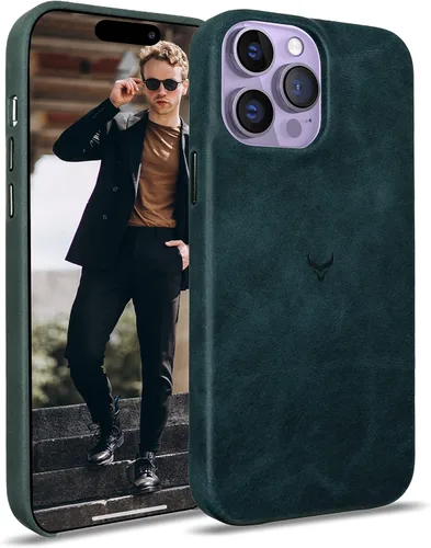 Vista 16 de Funda de piel auténtica, funda de piel antiarañazos de grano completo encerada con aceite, compatible con iPhone 12 Pro Max, a prueba de golpes