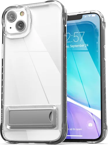 Vista 9 de ENCASED Funda con función atril para iPhone 14 con soporte (aleación de metal duradera), funda ultra protectora con protector de pantalla