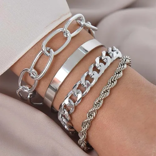 Vista 27 de Long tiantian Pulsera de oro gruesa para mujer, pulseras de oro delicadas, pulseras para mujer, pulseras apilables de eslabones de cadena