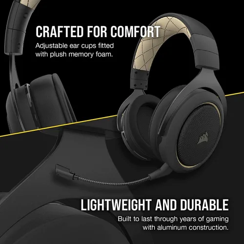 Vista 3 de Corsair HS70 PRO - Auriculares inalámbricos para juegos, color crema (renovado)