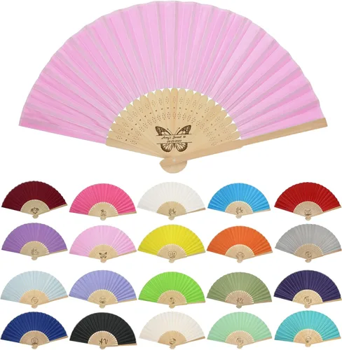Vista 12 de GZLDGIFTS Abanicos de mano personalizados, regalos para regalos de fiesta de boda, invitados, tela personalizada, seda, jardín, boda, abanicos