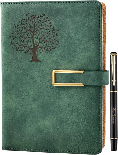 Vista 14 de Fanery sue Tree of Life - Diario de escritura recargable para mujeres y hombres, cuaderno de tapa dura de piel sintética, A5, rayado universitario